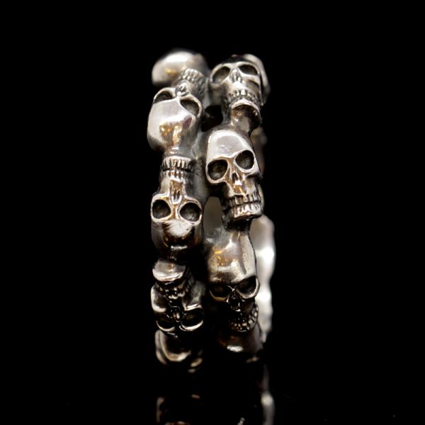 Ring "SKULLS" 925er Silber 9 mm Breit Gr 66 NEU