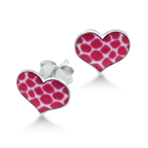 Kinder Ohrstecker "Herzchen" 925er Silber emalliert rhodiniert NEU