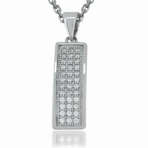 Anhänger Pavé gefasste Zirkonia 925er Silber rhodiniert BPS03294 NEU