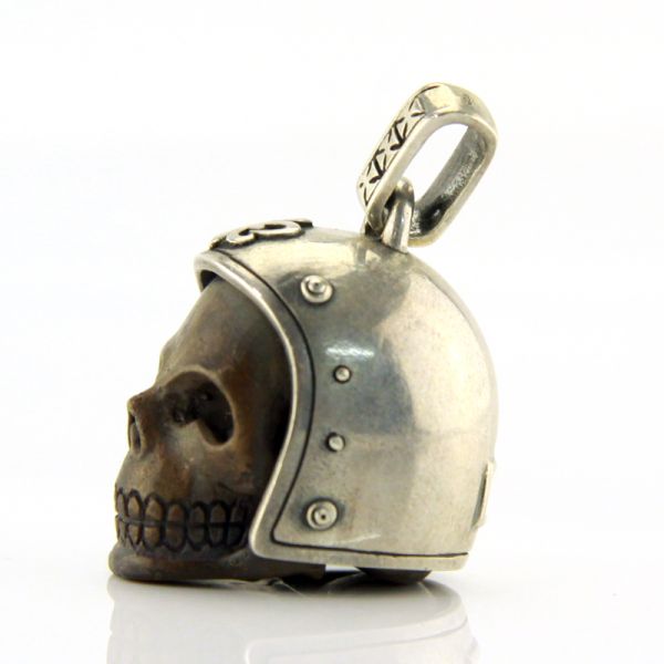 JJJ LA Anhänger Herren "BIKER SKULL BLACK" 925er Silber Bronze geschwärzt NEU