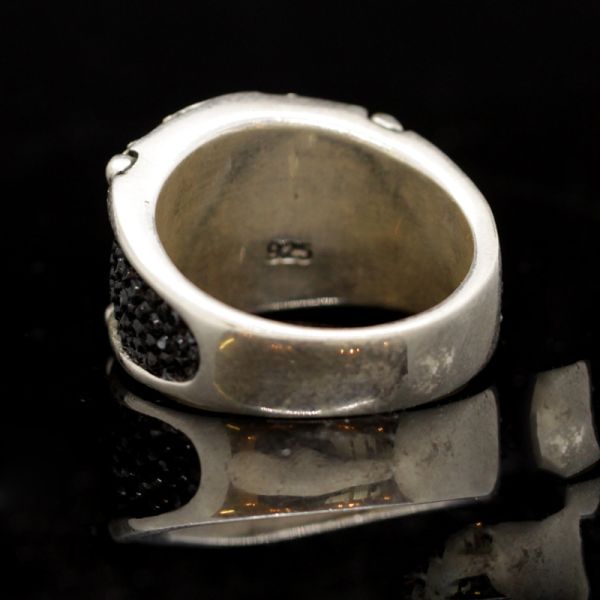 Ring "LILLY RAY" 925er Silber Rochenleder Onyx Fleur de Lys by JJJ LA GR 70 NEU