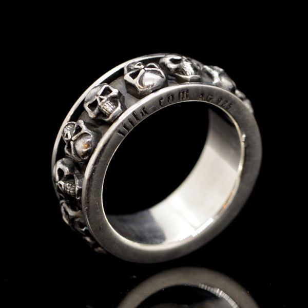 Ring Drehring "SPINNING SKULLS" 925er Silber GR 70 by JJJ LA NEU