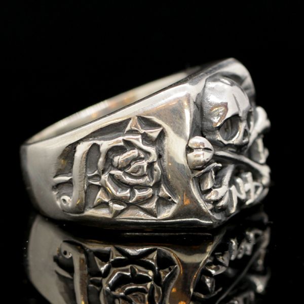 Ring Siegelring "CROSSBONE SKULL" 925er Silber Gr 56 NEU