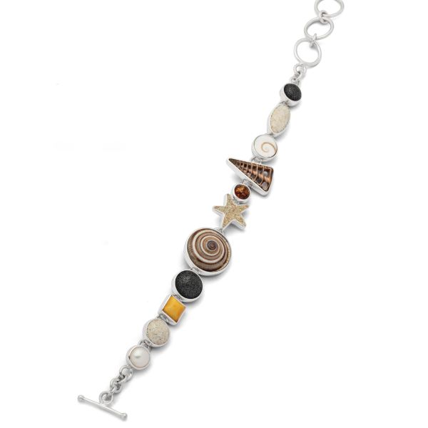 DUR Armband "Strandrausch 2.0" 925er Silber Strandsand Bernstein Perle 17-20 cm AA1646 NEU