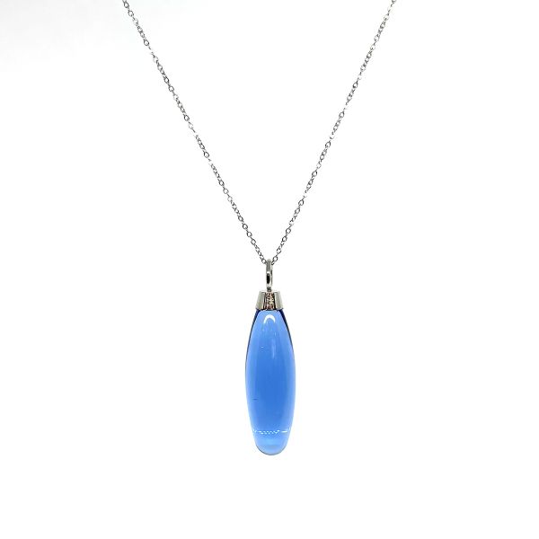 monomania Collier DIVAS Tina Anhänger Glas True Blue Edelstahl Kette NEU