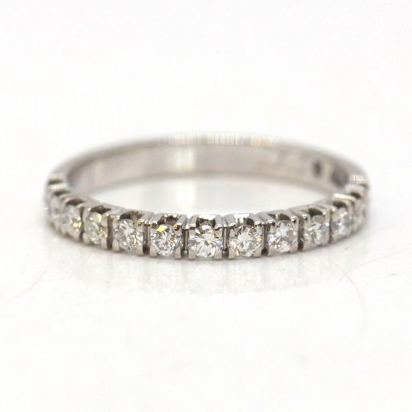 Halbmemoire Ring 750er Weißgold 0,51 Ct Diamanten im Brillantschliff GR 59 (15090)