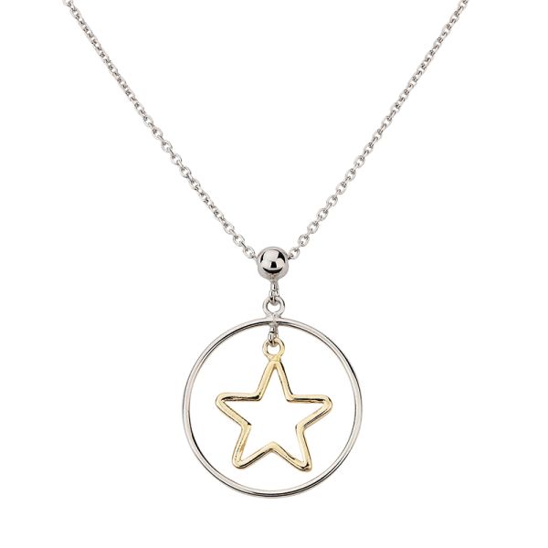 Damen Collier "Stern" 925er Silber vergoldet 42 + 3 cm S-00515C NEU