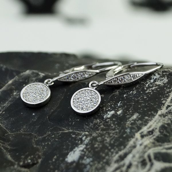 Ohrhänger 925er Sterling Silber rhodiniert Micropavé gefasste Zirkonia