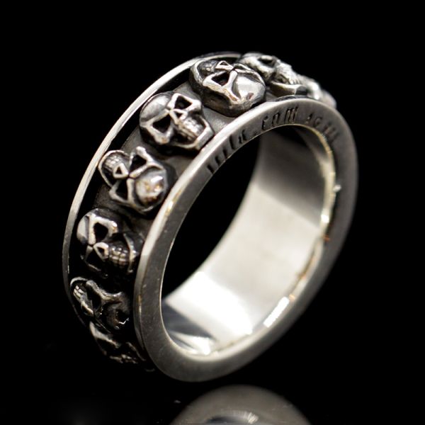 Ring Drehring "SPINNING SKULLS" 925er Silber GR 68 by JJJ LA NEU