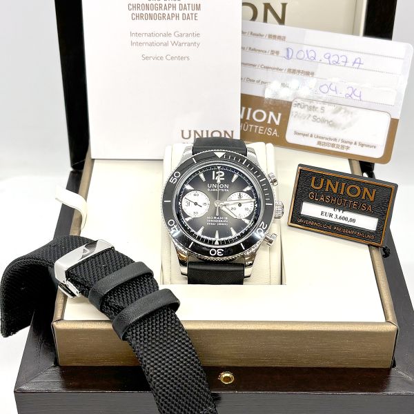 UNION Glashütte Noramis Chronograph Automatic Ref. D012.927A Box und Papiere aus 04/24 (32466)
