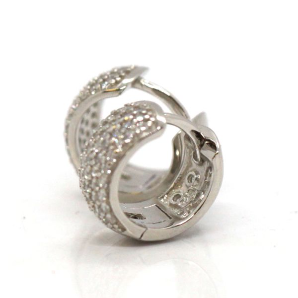 Creole Klappcreole 925er Silber rhodiniert beidseitig funkelnde weiße Zirkonia NEU