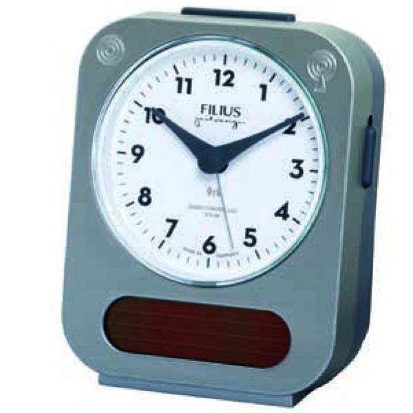 Filius Zeitdesign Solar Funkwecker Silbergrau Ref. 0543 NEU
