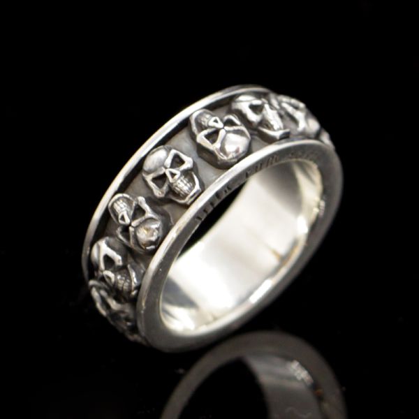 Ring Drehring "SPINNING SKULLS" 925er Silber GR 70 by JJJ LA NEU