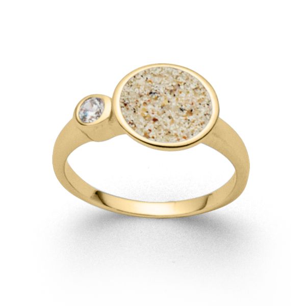 DUR Ring "Polarstern" 925er Silber vergoldet Strandsand Zirkonia GR 58 R5278 NEU