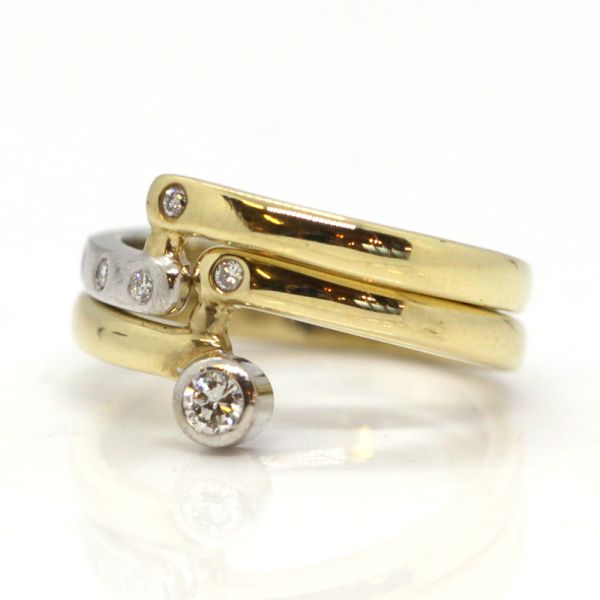 Brillantring Kombinationsring 2-teilig 585er Gelbgold 0,18 Ct Diamanten im Brillantschliff GR 54 (1