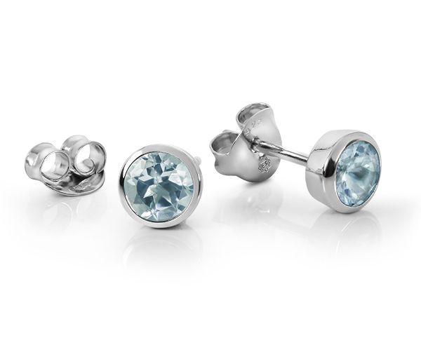 Ohrstecker Edeltopas blau beh.rund fac.5 mm 925er Silber rhodiniert ES90029144 NEU