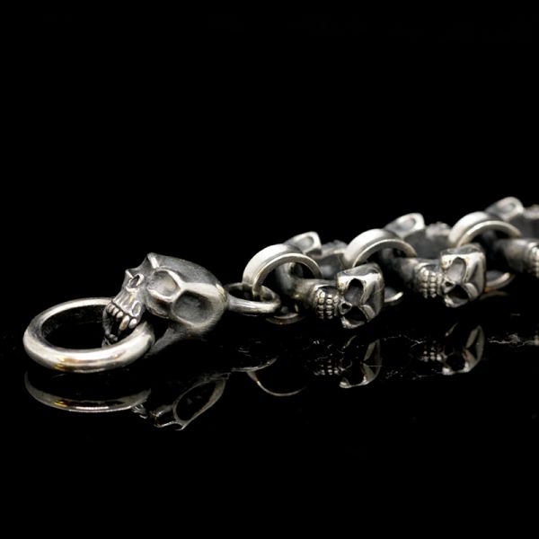 Armband Gliederarmband massiv "SKULLS" 925er Silber Knebelverschluss 16 x 220 mm NEU