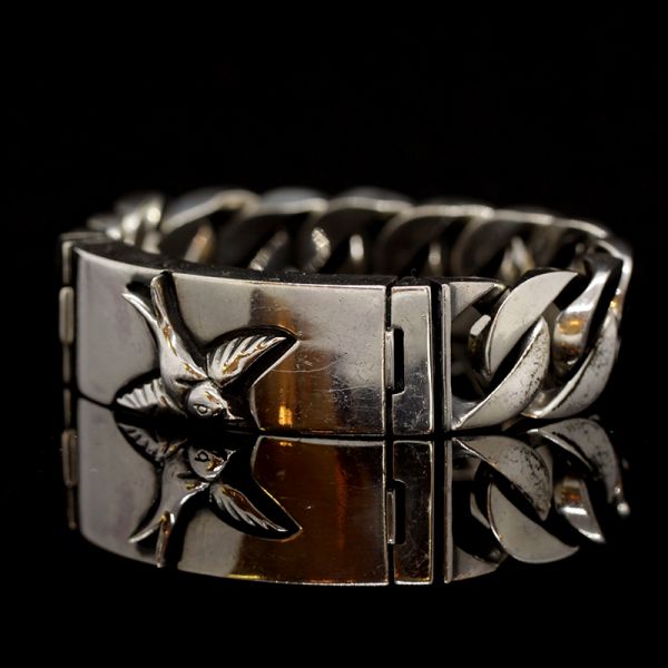 Armband Panzerarmband massiv "SWALLOW" 925er Silber Buckle 18 x 190 mm NEU