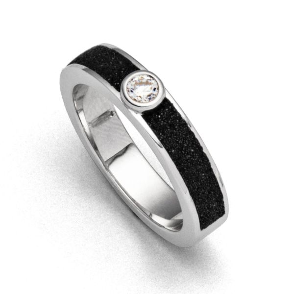 DUR Ring "Venus" 925er Silber rhodiniert Lavasand GR 56 R5618 NEU