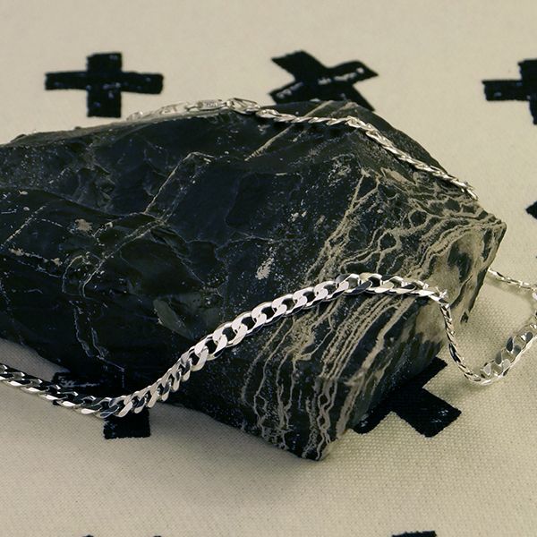 Halskette Curb Panzerkette 925er Sterling Silber rhodiniert 56 cm / 5,5 mm Breit