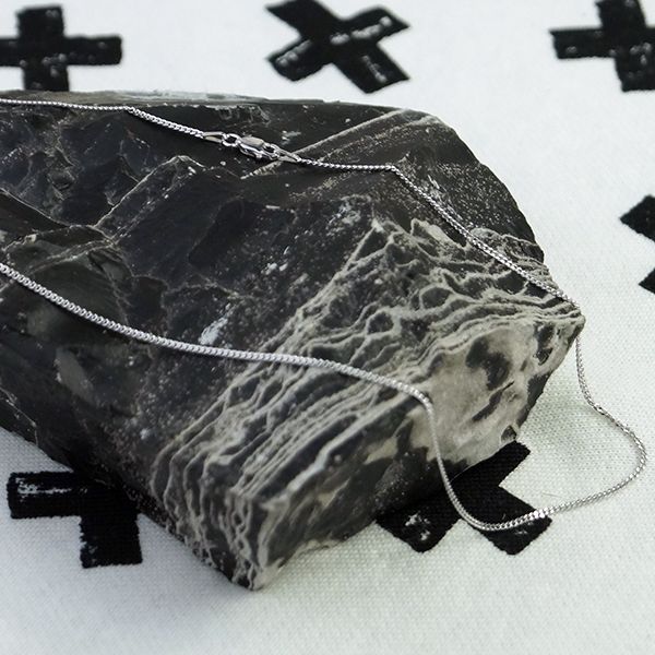 Halskette Flachpanzer Panzerkette 925er Sterling Silber rhodiniert 60 cm / 1,7 mm Breit