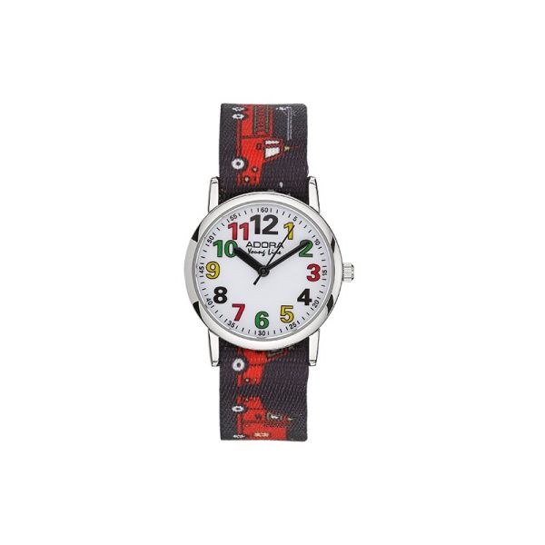 Adora Youngline "Feuerwehr" Kinder Armbanduhr Durchzugsband AY4453 NEU