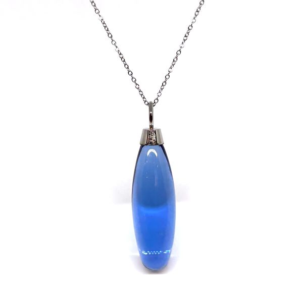 monomania Collier DIVAS Tina Anhänger Glas True Blue Edelstahl Kette NEU