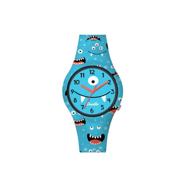 Doodle Kinder Armbanduhr "BLUE MONSTER" DO32011 Ø 32 mm NEU