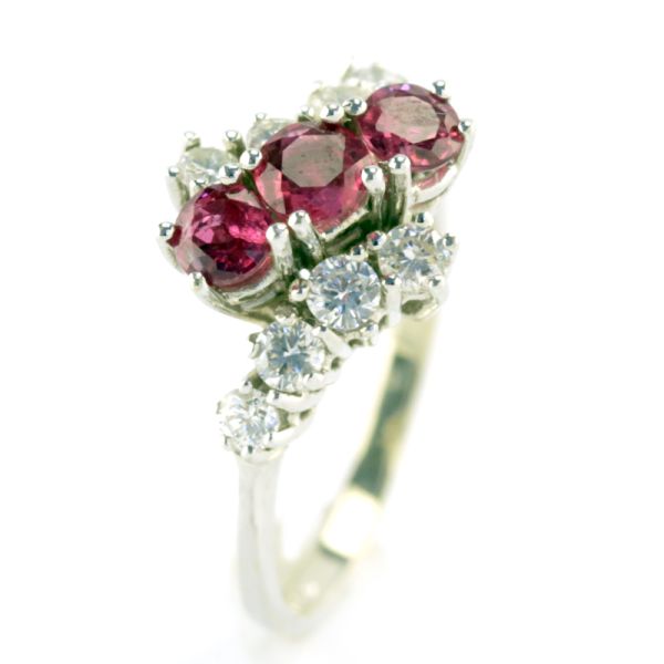 Turmalin Diamant Ring 585er Weißgold GR 54 0,56 Ct Brillanten (4831)