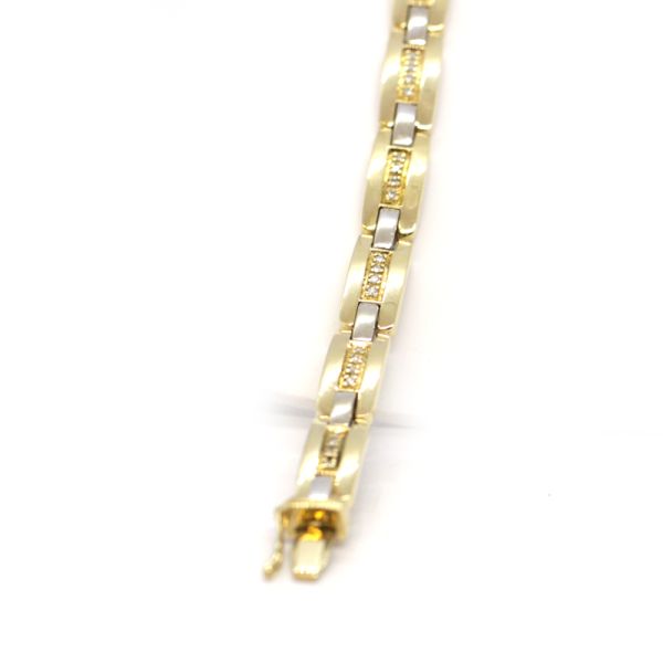 Brillant Armband Gliederarmband Bi-Color 585er Gelbgold / Weißgold 21 cm (11470)