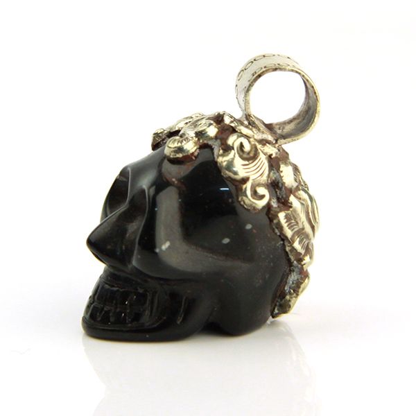 SKULL Herren Anhänger handgefertigt aus Onyx 925er Silber NEU