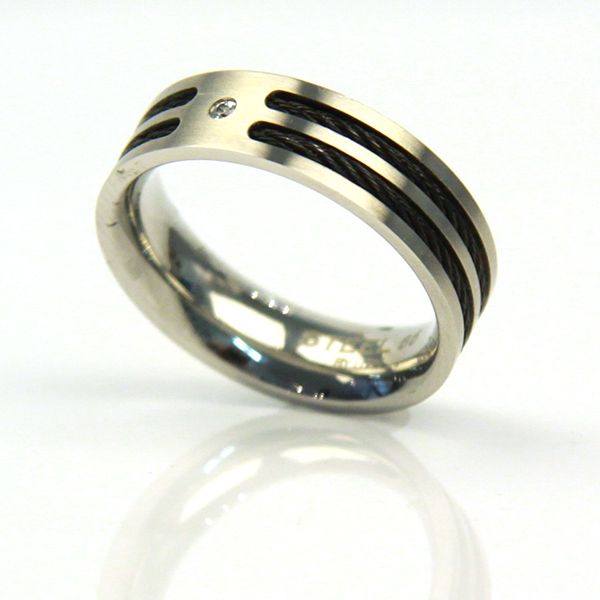 STEEL by Christ Herren Ring Edelstahl Silver-Black Zirkonia GR 66 NEU