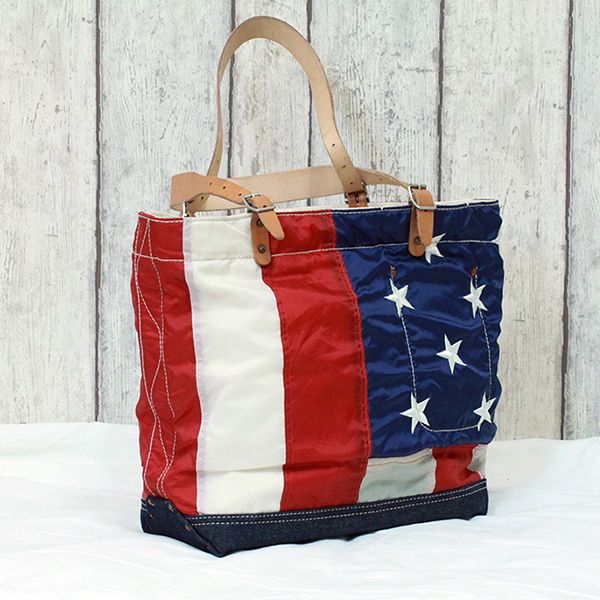 JJJ LA Handtasche Schultertasche "STARS & STRIPES" american flag kombiniert mit Leder & Jeans