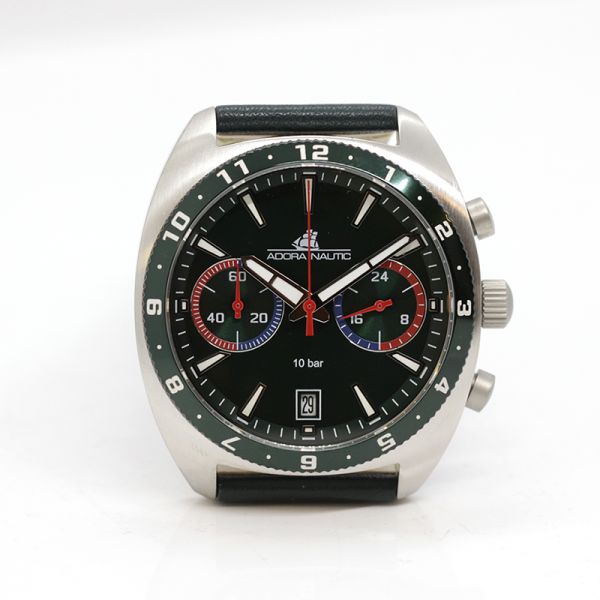 Adora Nautic Herren Armbanduhr Chronograph stahlfarben/ grün AN2313