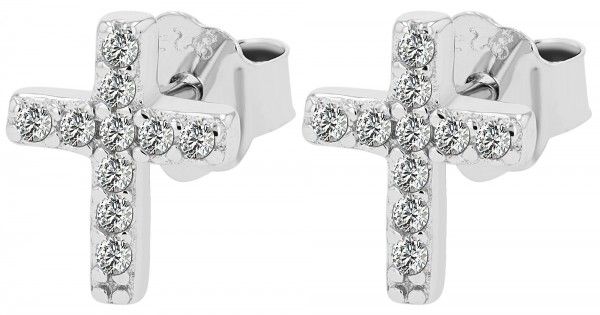 Ohrstecker "Jacinta" Kreuzohrstecker mit Besatz 925er Silber rhodiniert 5300507-001 NEU