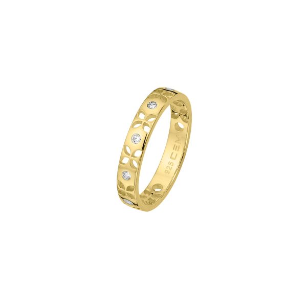 Silber Damen Ring Gold plattiert Zirkonia GR 54 NEU