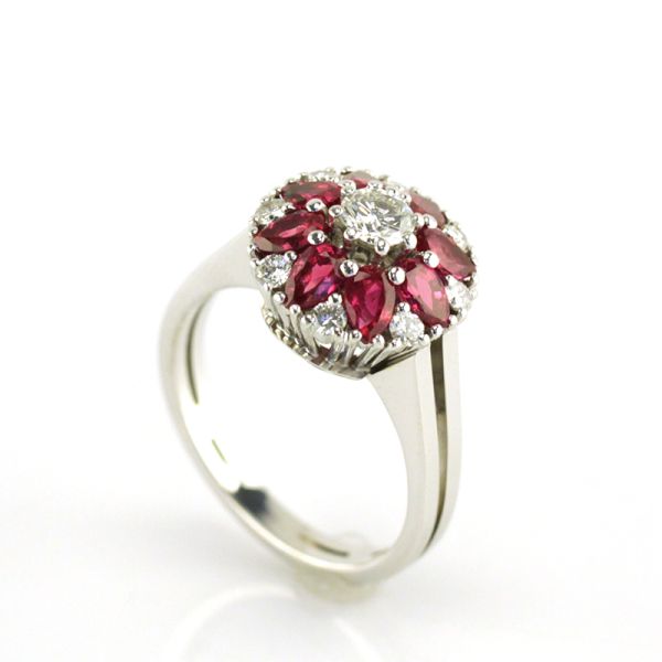 Weißgold Ring 750er mit Brillanten ca. 0,48ct und pinken Saphiren ca. 0,96ct