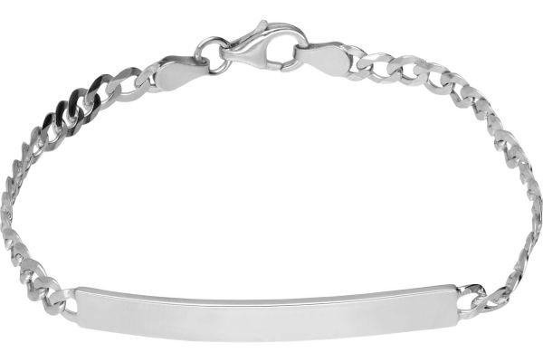 Armband 925er Silber Gravurpatte Flachpanzer 4,2 mm 20 cm NEU