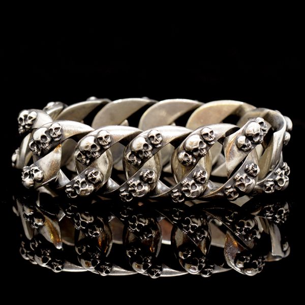 Armband Panzerarmband "SKULLS" 925er Silber versteckte Schließe 25 x 210 mm NEU