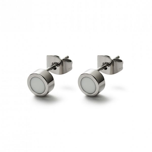 monomania Ohrstecker Kreis Edelstahl Edelharz weiß NEU