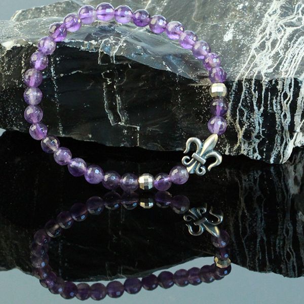 JJJ LA Amethyst Armband "LILY" 4 mm Amethyst Kugel facetiert