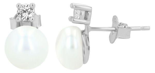Ohrstecker "Almi" Süßwasserzucht Perle 925er Silber Zirkonia 5300626-001 NEU