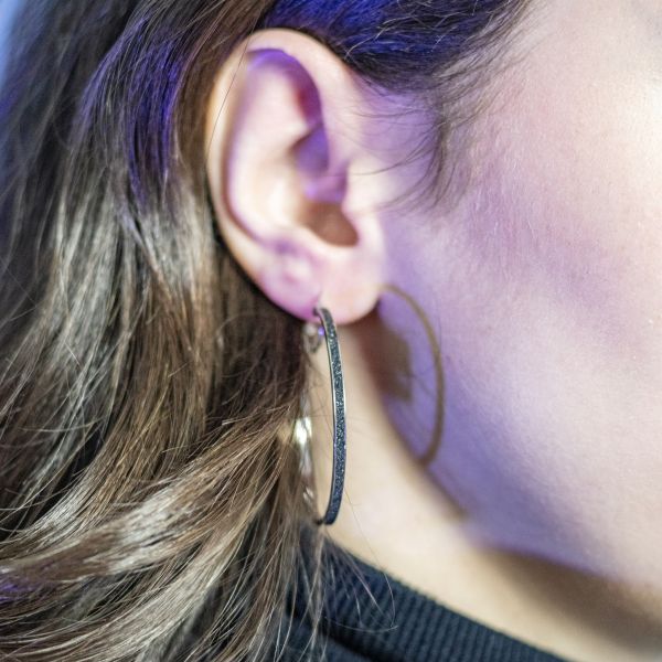 DUR Creolen "Lavasandcreole" 925er Silber rhodiniert Lavasand Ø 42,3 mm O5543 NEU