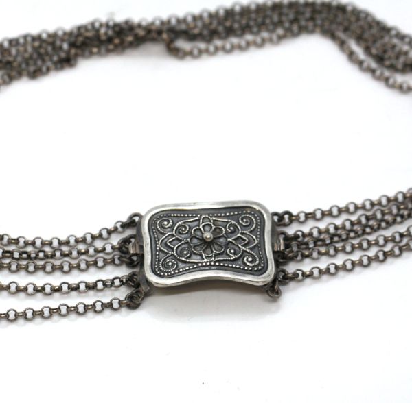 Antikes Collier Folklore Trachten Schmuck 800er Silber (10821)