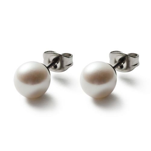 monomania Ohrstecker Süßwasserperle "Sphere" Ø 8 mm Edelstahl 31249 NEU