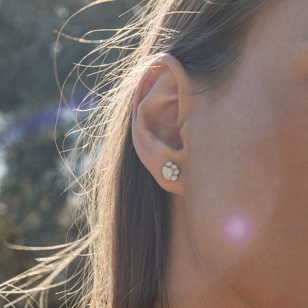 DUR Ohrstecker "Pfote" 925er Silber rhodiniert Strandsand 9,4 mm O5238 NEU