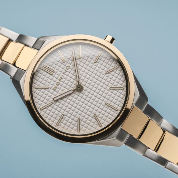 BERING Damen Armbanduhr Ultra Slim silber gold poliert gebürstet 17231-704 NEU