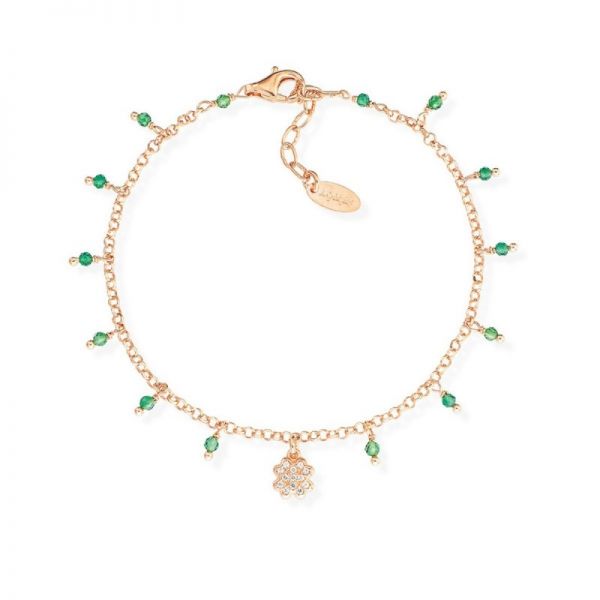 AMEN Armband "Kleeblatt" 925er Silber Rosé vergoldet 16-18,5 cm BRQRVZ