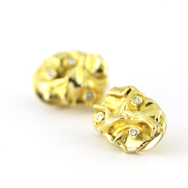 Fantasie Ohrclipse mit Diamant Besatz aus 585er Gelbgold