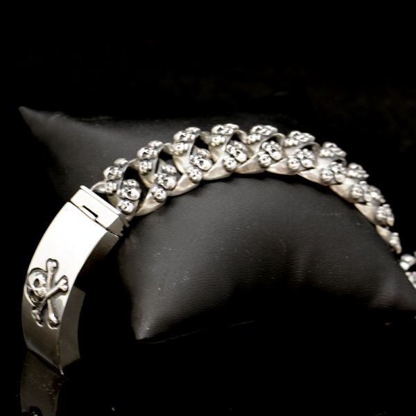 Armband Gliederarmband massiv "CROSSBONE SKULL" 925er Silber Buckle 18 x 180 mm NEU